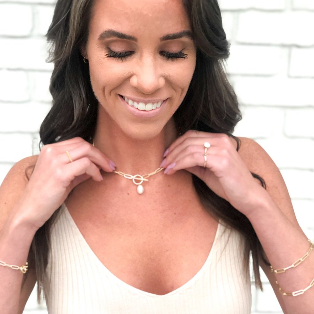 Ida James- Zoe Chain and Pearl Drop Necklace